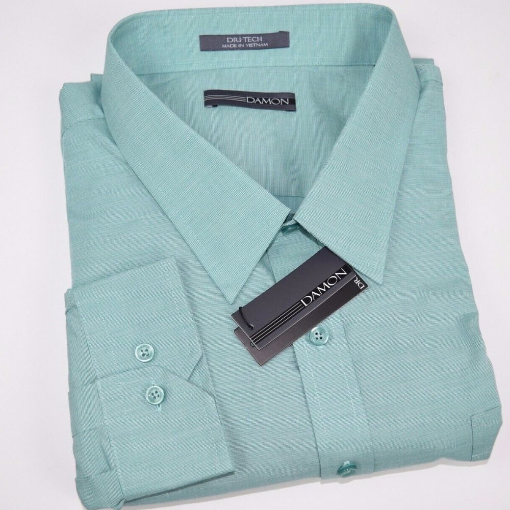 Damon Big & Tall Green Dress Shirt 20 34/35 Big